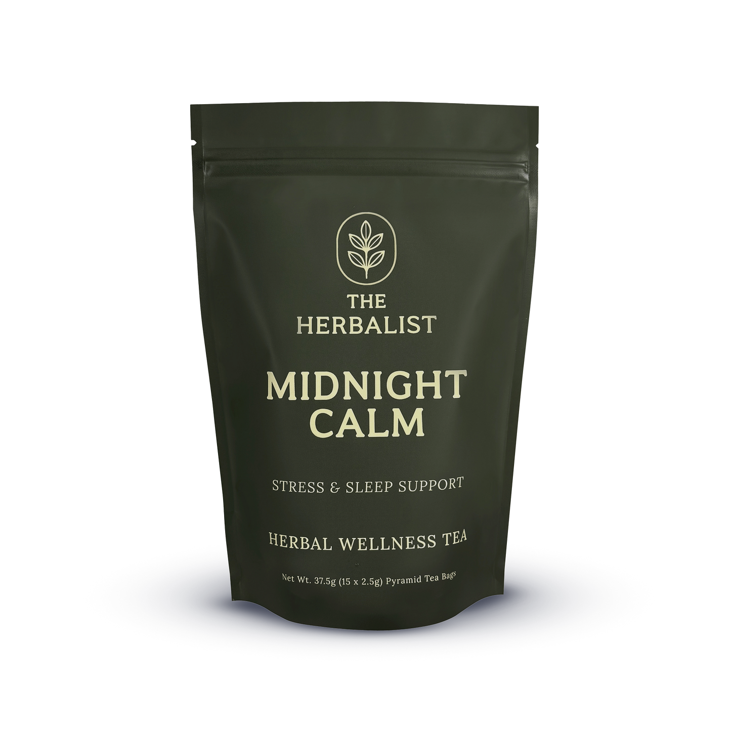 Midnight Calm premium herbal tea in pyramid tea bags – natural sleep aid and calming tea with ashwagandha, chamomile, and lavender