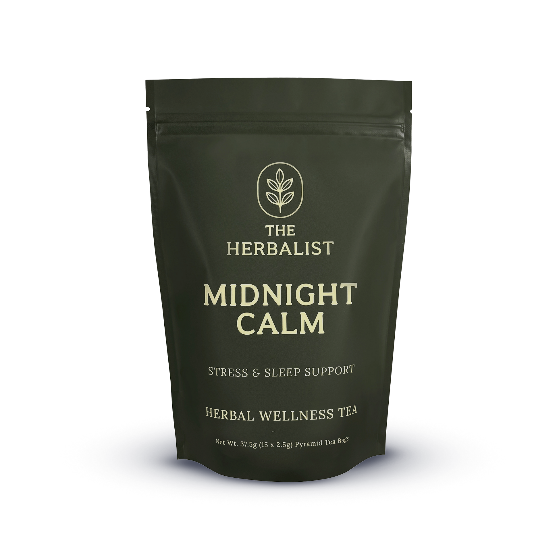 Midnight Calm premium herbal tea in pyramid tea bags – natural sleep aid and calming tea with ashwagandha, chamomile, and lavender