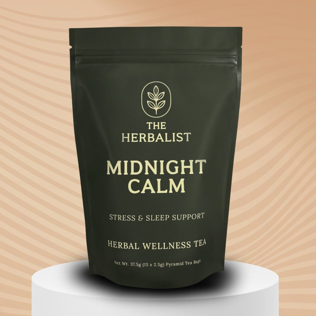 Midnight Calm Herbal Tea – Natural Sleep Aid & Stress Relief Blend The Herbalist 