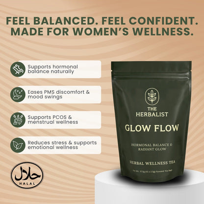 Glow Flow Herbal Tea – Hormonal Balance & PCOS Support Blend The Herbalist 