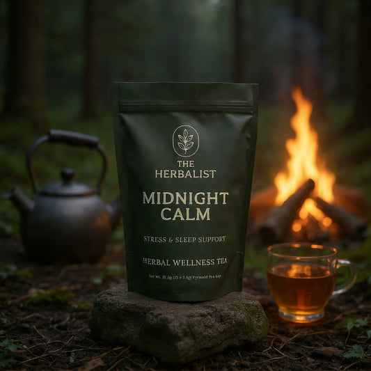 Midnight Calm Herbal Tea – Natural Sleep Aid & Stress Relief Blend The Herbalist 