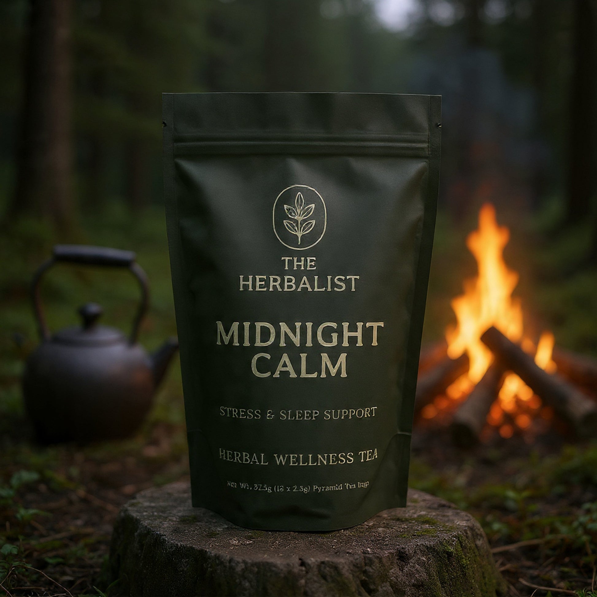 Midnight Calm Herbal Tea – Natural Sleep Aid & Stress Relief Blend The Herbalist 