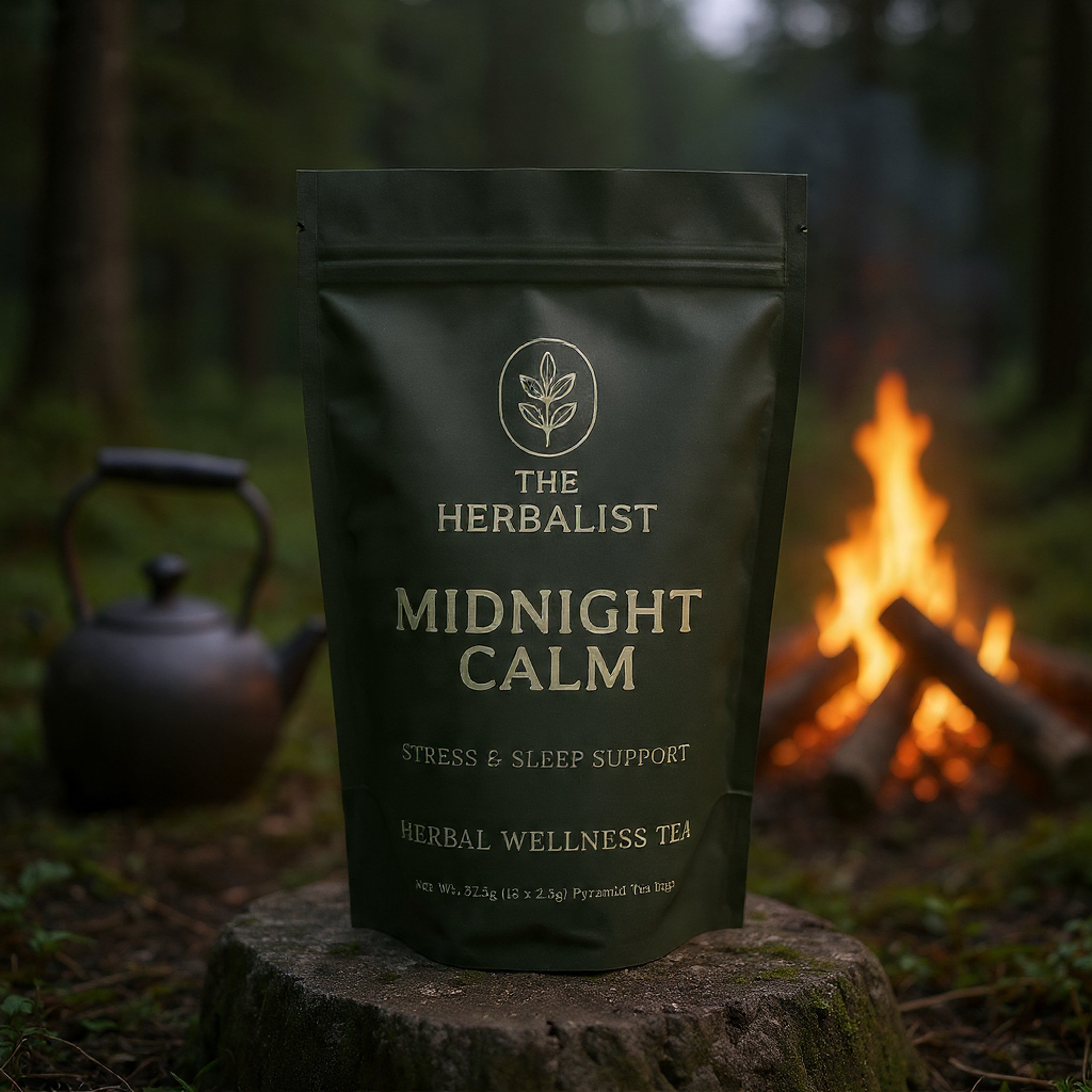Midnight Calm Herbal Tea – Natural Sleep Aid & Stress Relief Blend